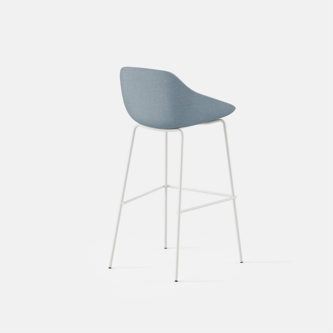 Angle. Branch Furniture - Branch Bistro Bar Stool – Sturdy, Comfortable Seating with Sleek Design for Home or Commercial Spaces - Smoke Blue / White.