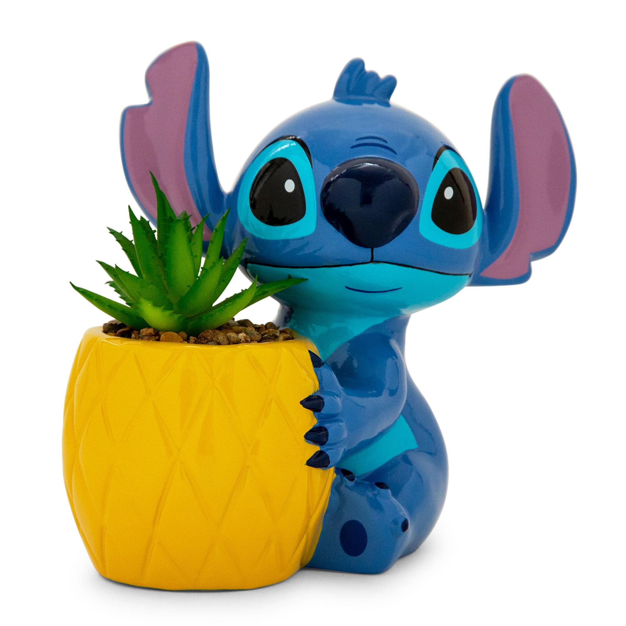 Front. Disney - Disney Lilo & Stitch Pineapple 6-Inch Planter With Artificial Succulent - Blue.