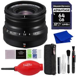 Fujifilm - XF 16mm f/2.8 R WR Lens (Black) with Advance Accessories and Travel Bundle | Fuji XF 16mm - Black