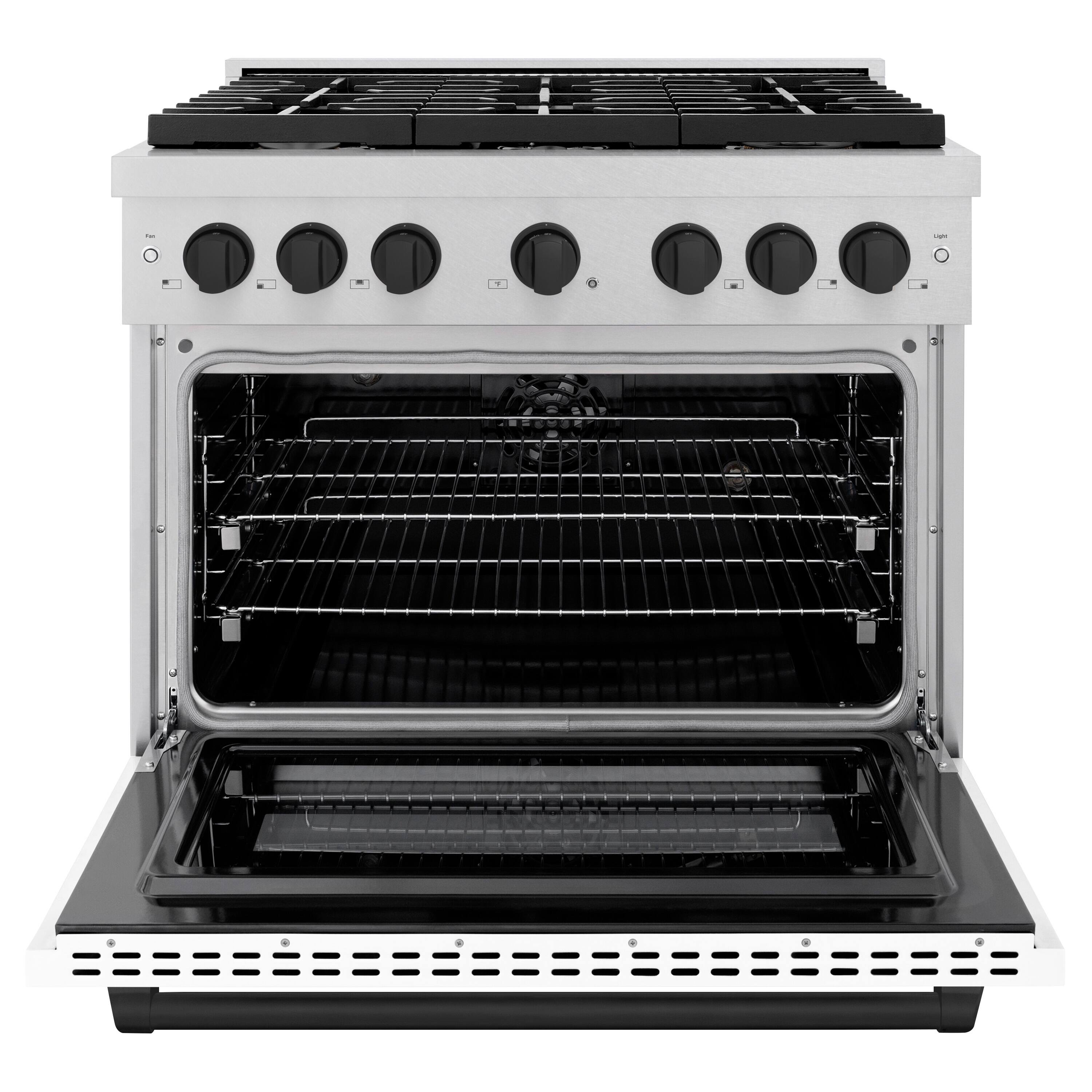 Angle. ZLINE - ZLINE Autograph 36 in. Paramount Dual Fuel Range with White and Black Accents (SDRSZ-WM-36-MB) - White.