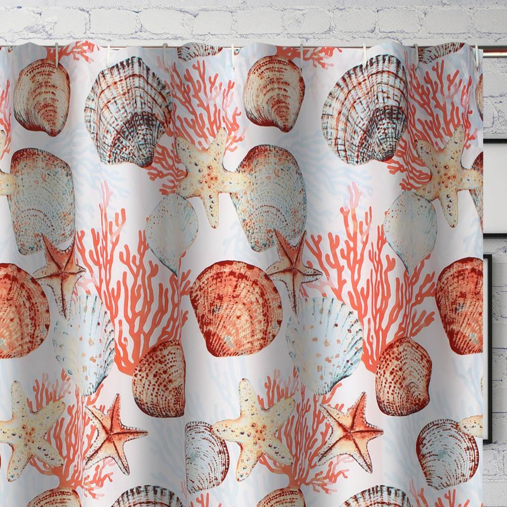 Left. Greenland Home Fashions - Greenland Home Fashions Beach Days Bath Shower Curtain - Coral 72x72 - Coral.
