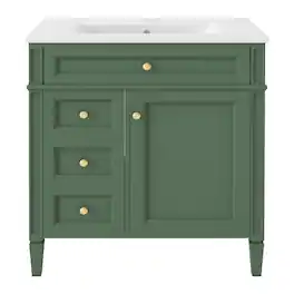 Boyel Living - 30 Inch Bathroom Vanity with Sink Modern Storage Cabinet with 2 Drawers and Tip Out DrawerGreen - Green
