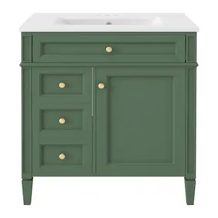 Front. Boyel Living - 30 Inch Bathroom Vanity with Sink Modern Storage Cabinet with 2 Drawers and Tip Out DrawerGreen - Green.