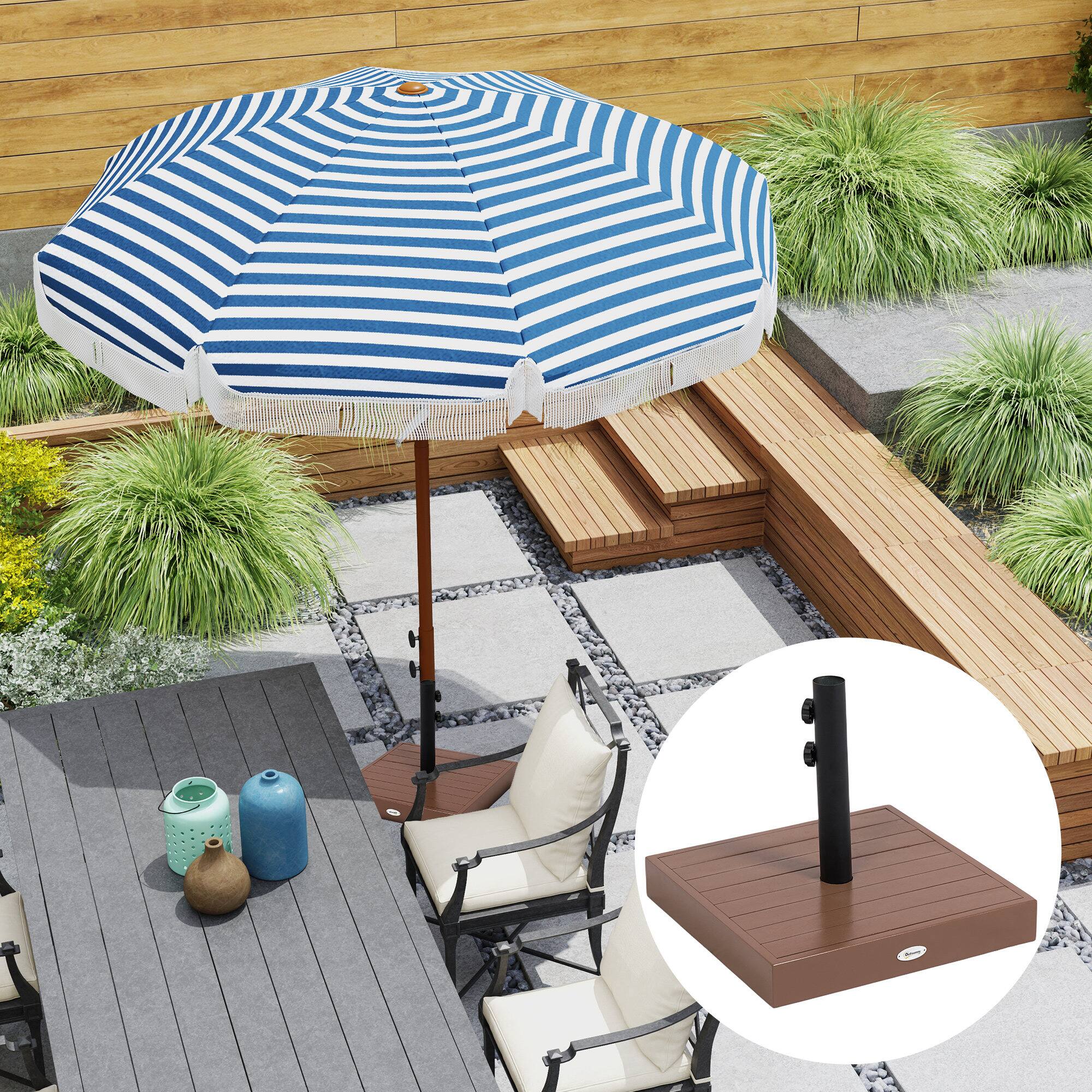 Alt View 5. Outsunny - Square Patio Umbrella Base, 42 lbs. Concrete Heavy Duty Umbrella Base with Holder for 1.25"/1.5" Poles for Outdoor - Coffee.