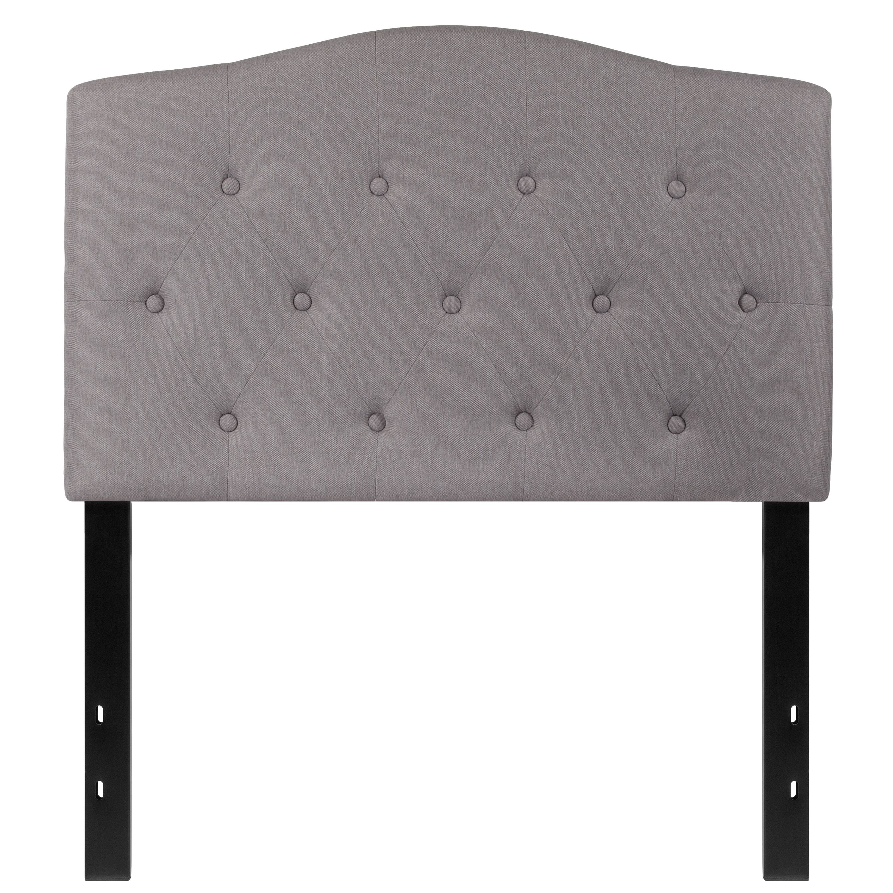 Alt View 5. Emma + Oliver - Arched Button Tufted Upholstered Headboard - Light Gray.
