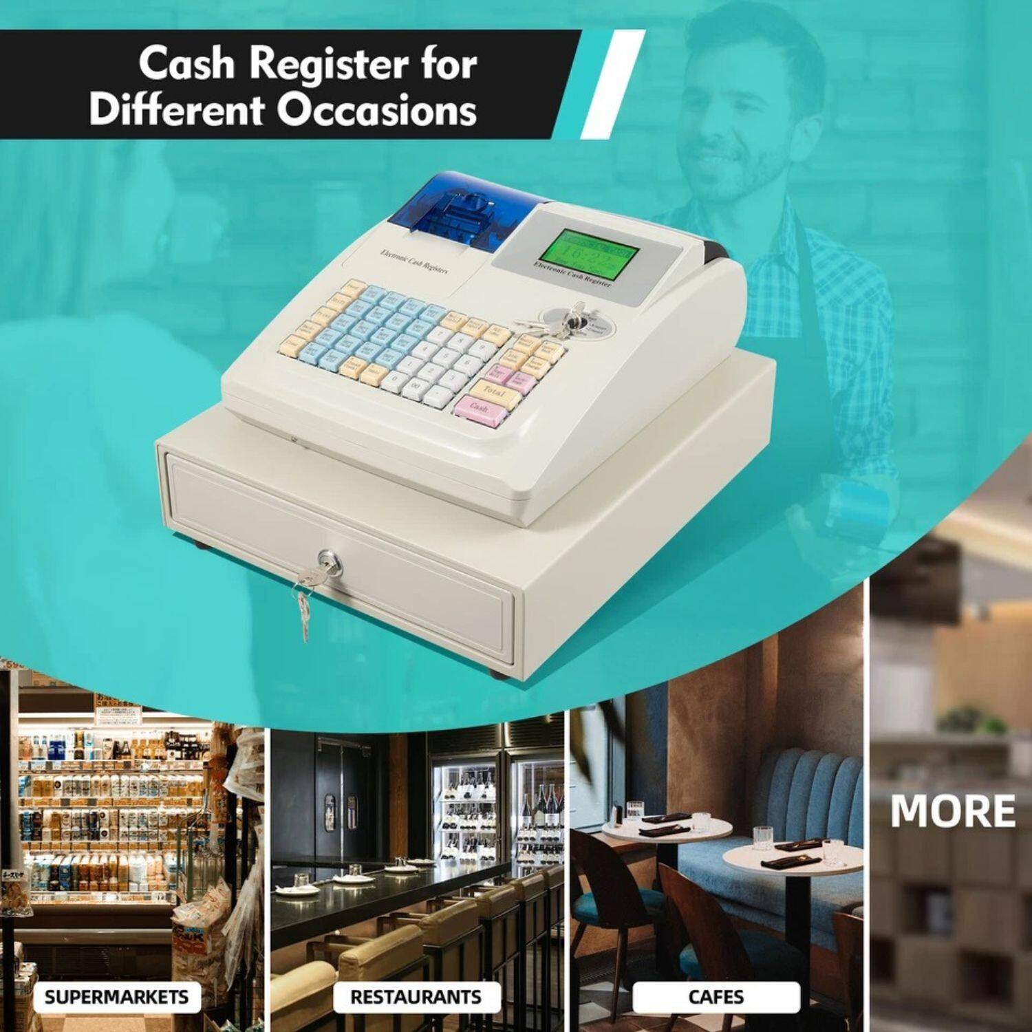 Cash Register for Different Occasions

- Acoe T Apten
- Rgnr
- Total

MORE SUPERMARKETS RESTAURANTS CAFES