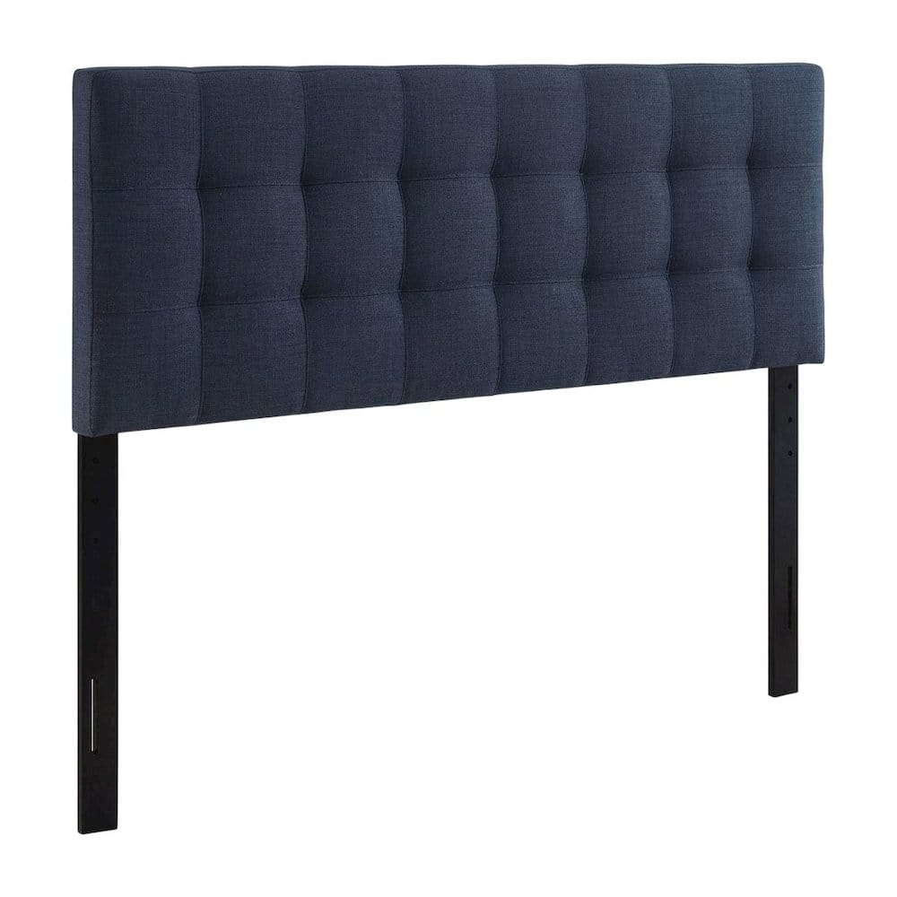 FurniFact - Upholstered Fabric Queen Headboard with Soft Padding and Sturdy Frame - Blue