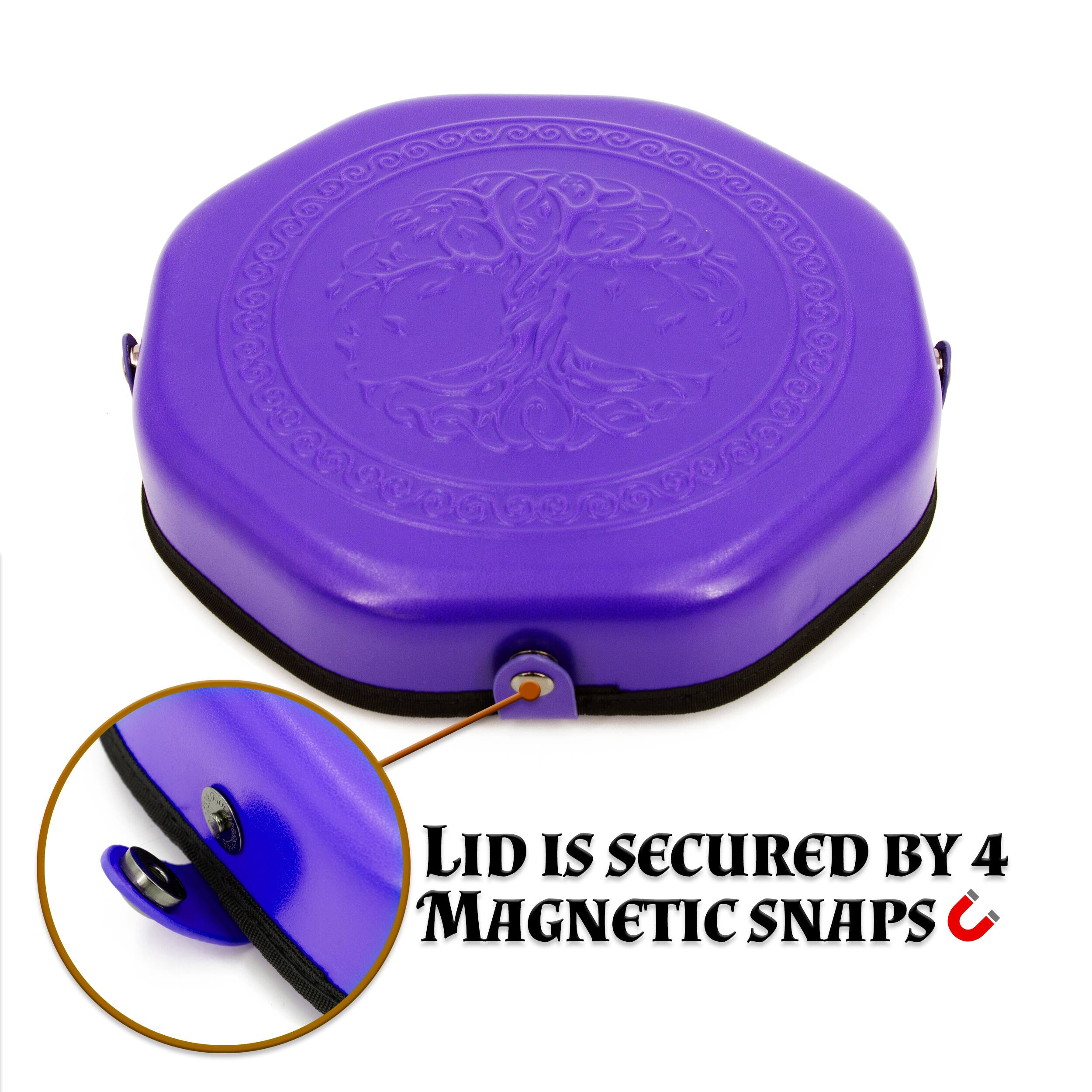 LID IS SECURED BY 4 MAGNETIC SNAPS