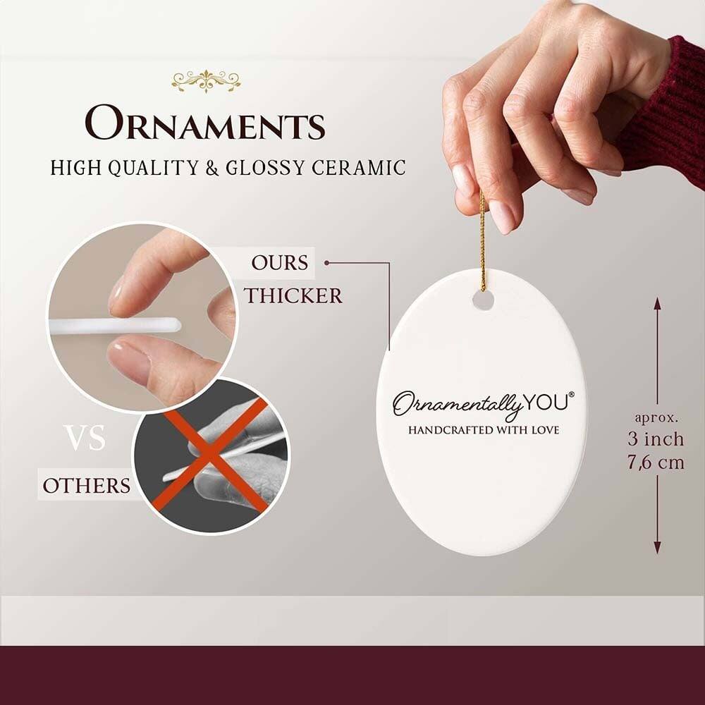ORNAMENTS  
HIGH QUALITY & GLOSSY CERAMIC  

OURS THICKER VS OTHERS  

Ornamentally YOU  
HANDCRAFTED WITH LOVE  

aprox. 3 inch 7,6 cm