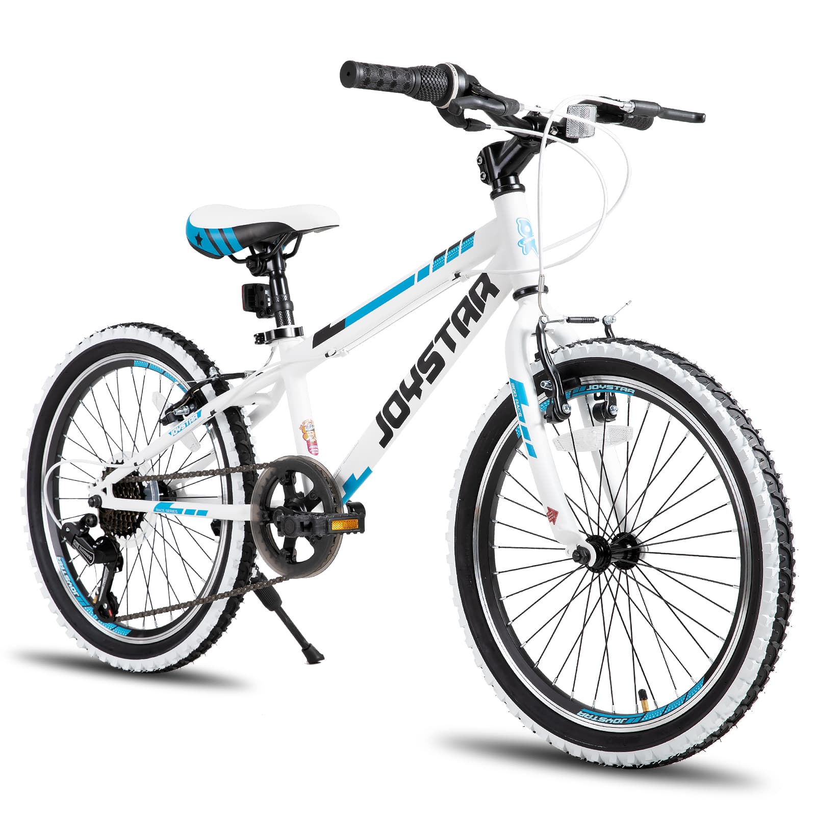 JOYSTAR - Lubbock 20 Inch Kids Bike with 7-Speed, Hardtail Mountain Bike for Kids Ages 6-10 MTB for Boys Girls - White
