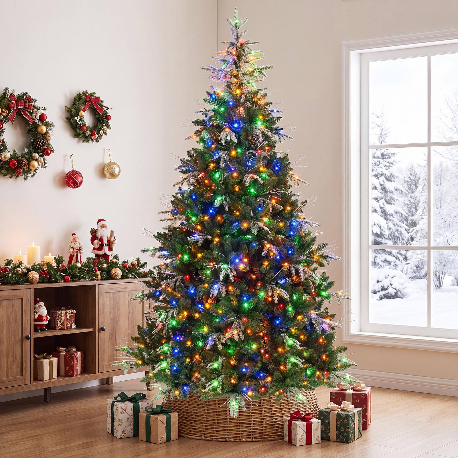 Alt View 3. Costway - Costway 7.5 ft Pre-Lit Christmas Tree with Remote 2008 Branch Tips 520 LED Lights, 9 Modes - Green.