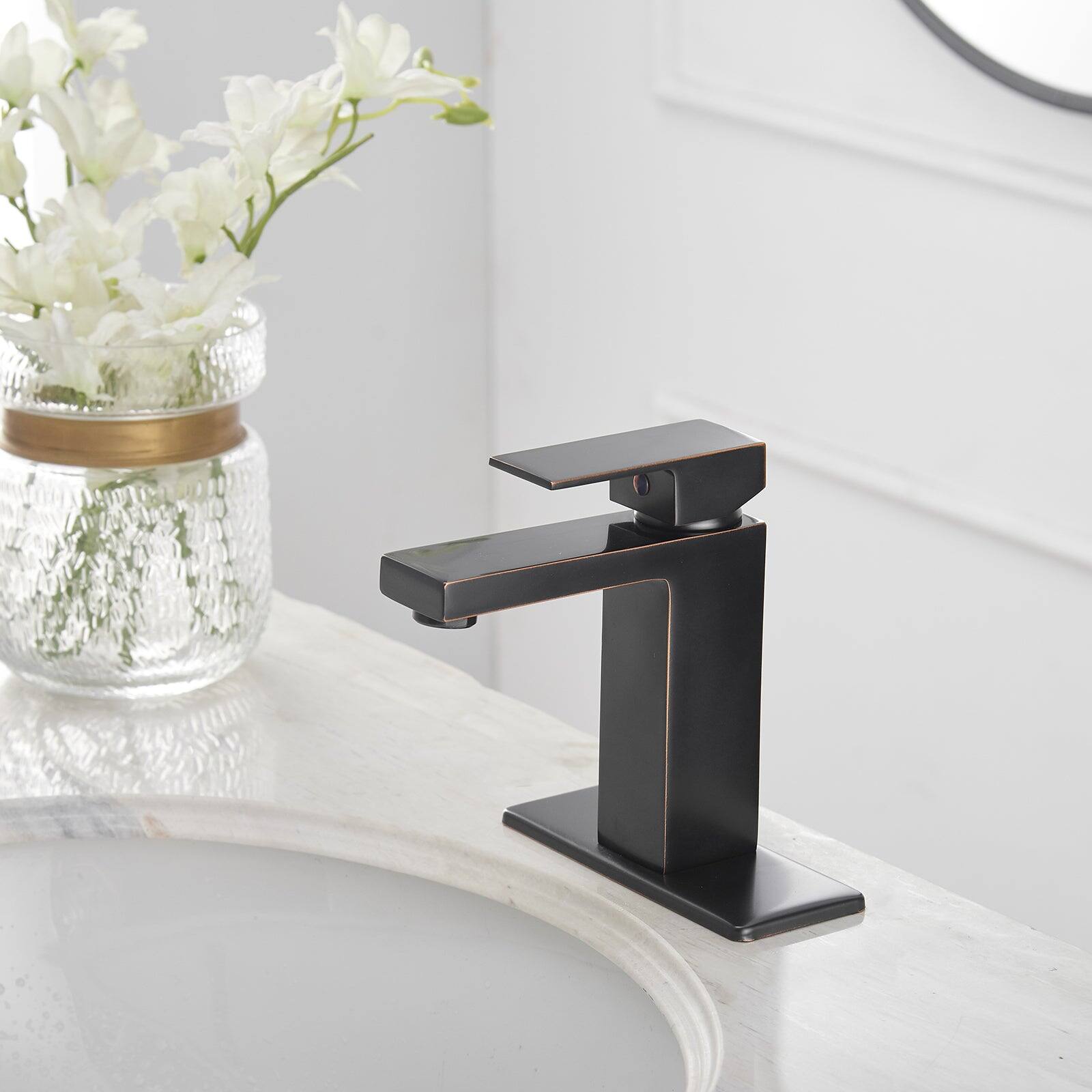 Alt View 5. Boyel Living - Single Handle Single Hole Bathroom Faucet with Deckplate Included and Pop Up Drain in Oil Rubbed Bronze - Oil Rubbed Bronze.