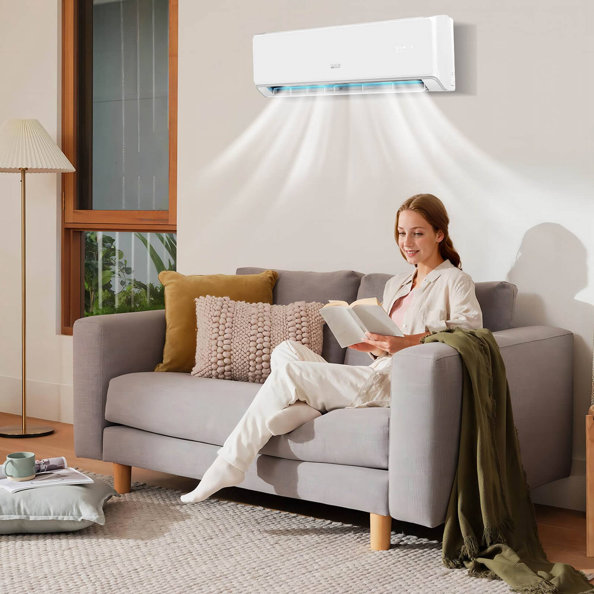 Angle. Costway - 24000 BTU Wifi Enabled Mini Split Air Conditioner & Heater with Heat Pump White - White.