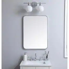 Elegant Decor - Soft corner metal rectangular mirror 22x30 inch - Silver