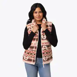 Mobile Warming - Women's Upland Sherpa Long Printed Heated Vest - Clay Aztec