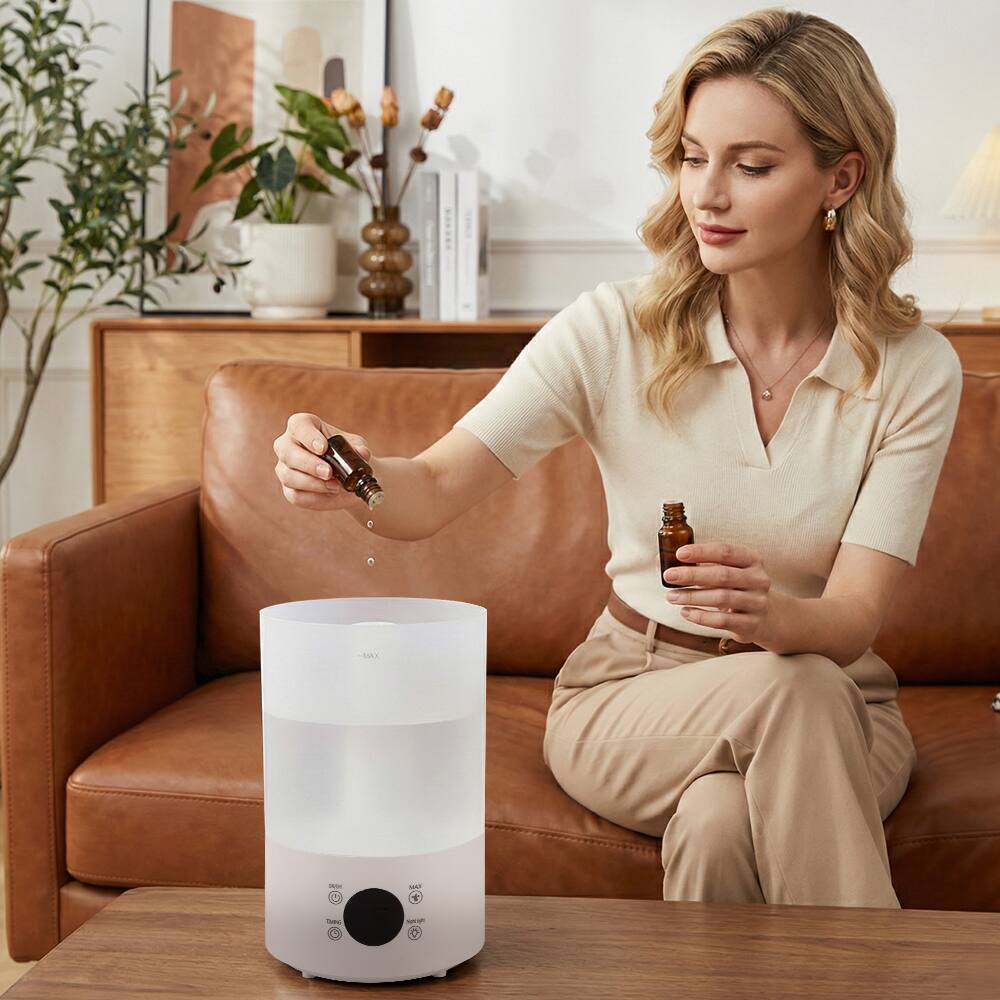 Alt View 4. Topteng - 1.06Gal Ultra Quiet Cool Mist Humidifier for Bedroom-28dB Ultrasonic with Color Changing Light,360° Nozzle,Auto Shut-Off - White.