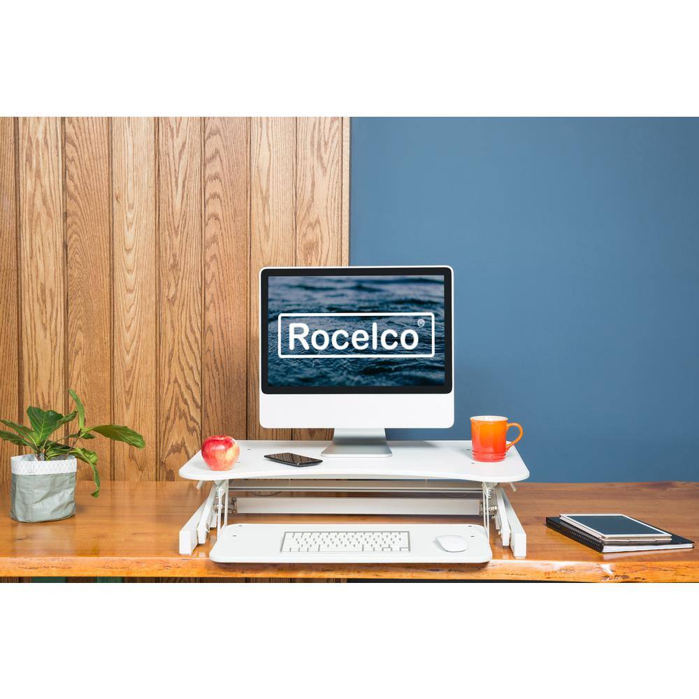 Angle. Rocelco - 32" Height Adjustable Standing Desk - White.