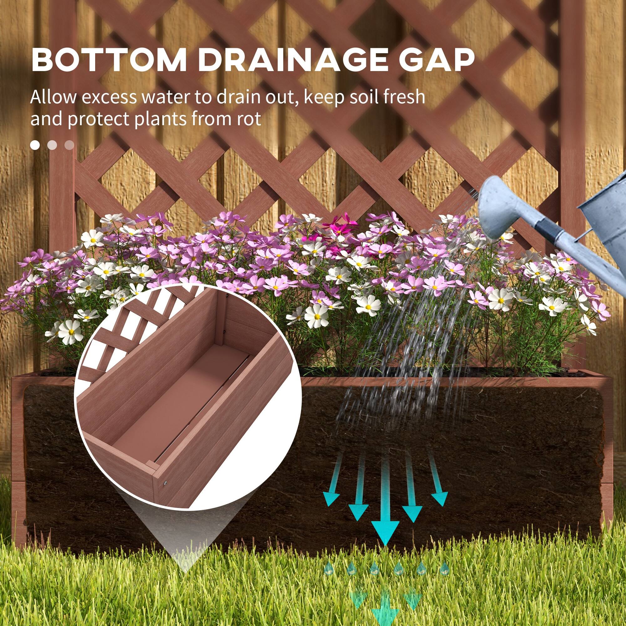 BOTTOM DRAINAGE GAP Allow excess water to drain out, keep soil fresh and protect plants from rot ...