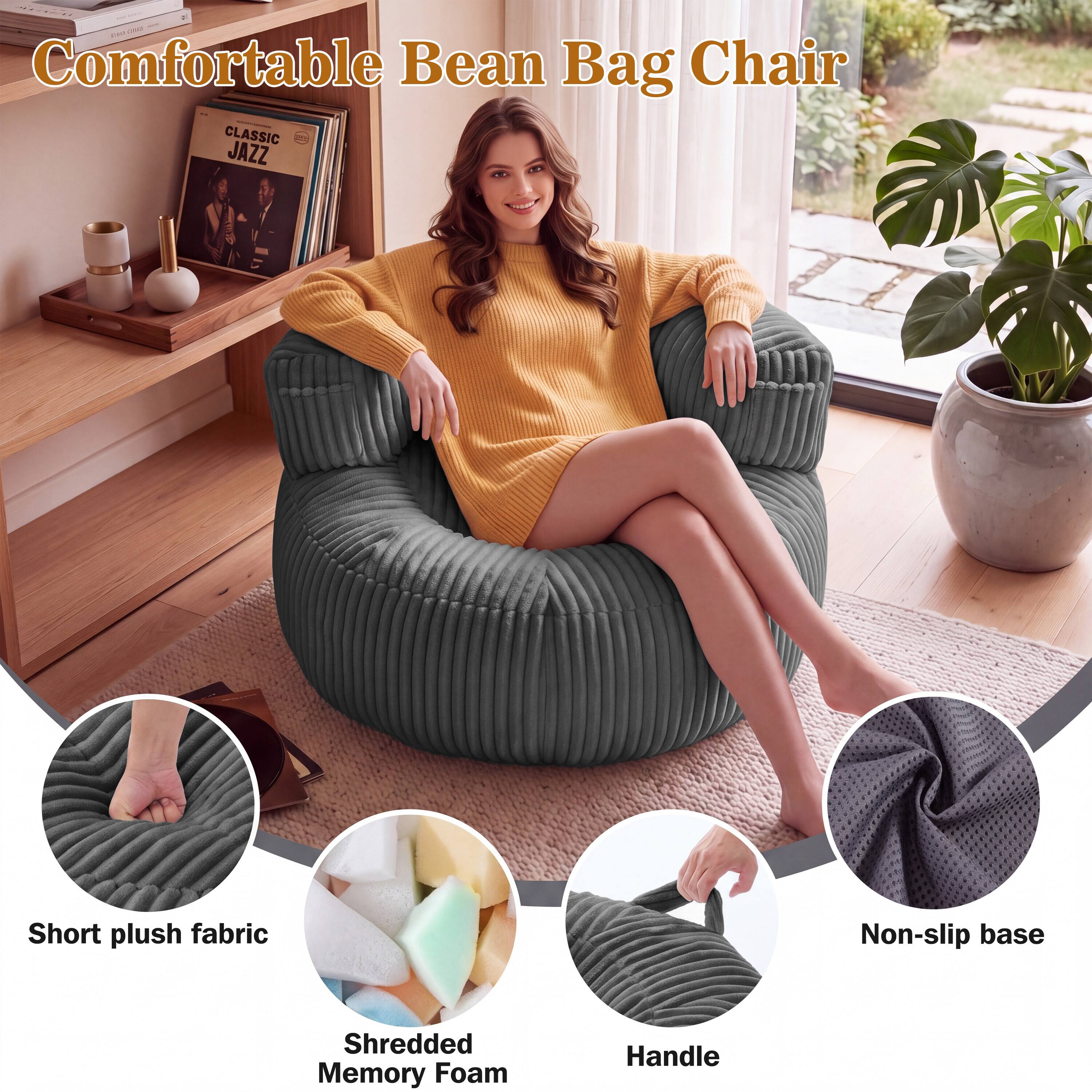 Comfortable Bean Bag Chair

- Short plush fabric
- Non-slip base
- Shredded Memory Foam
- Handle