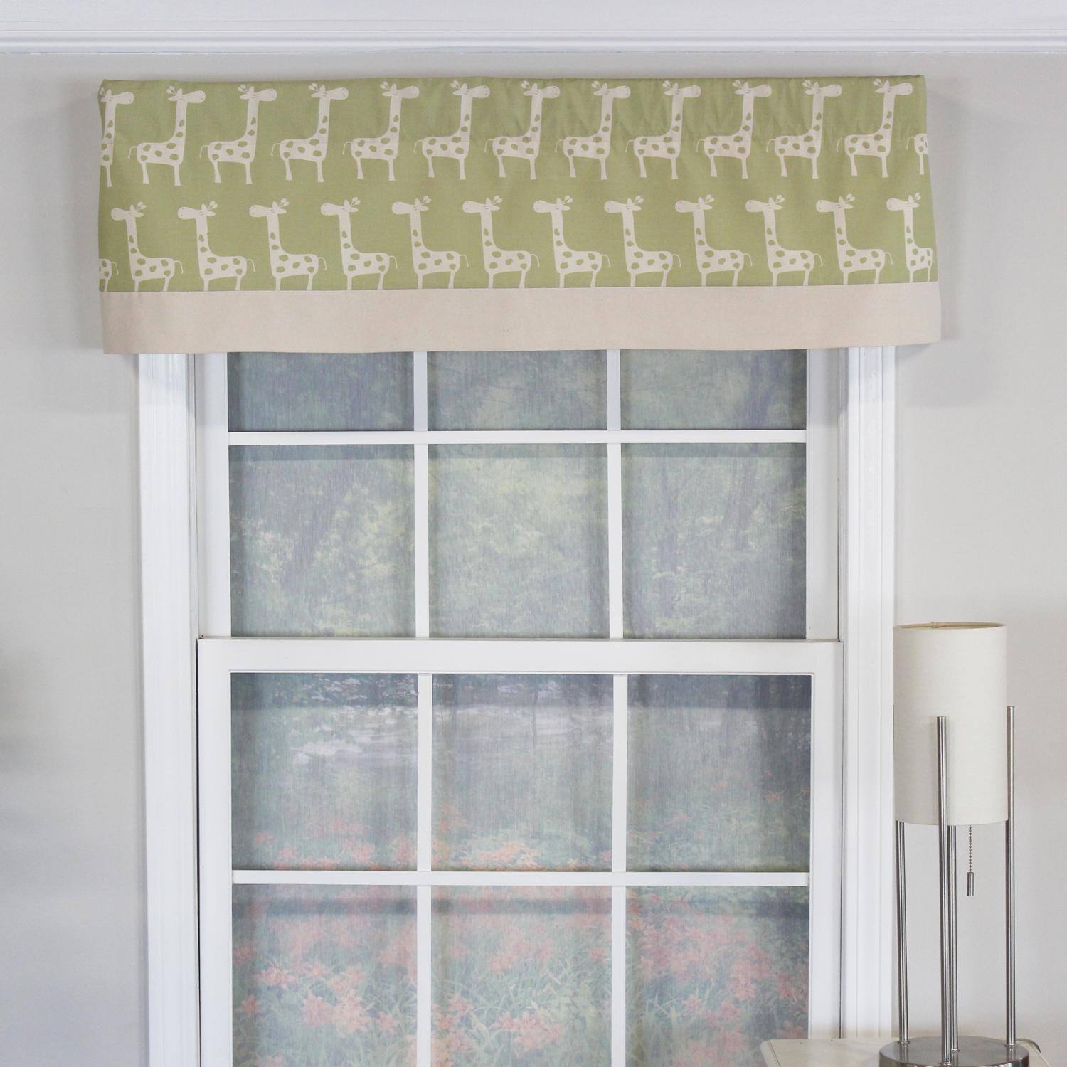 Angle. RLF Home - RLF Home Girafee Banded 100% Cotton with Fully Lined 3" Rod Pocket Valnance for Windows 50" x 15" Fern - Fern.