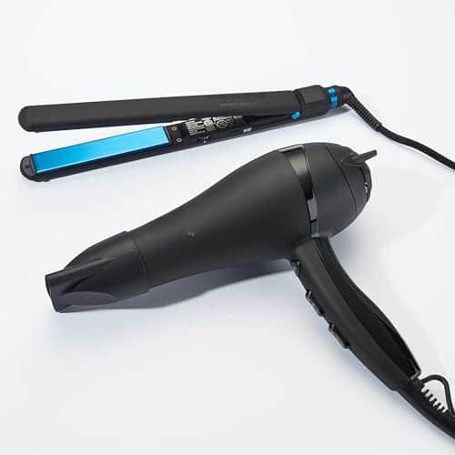 The Best Inks - Professional Titanium Hair Dryer Professional Grade with Advanced Technology for Fast Drying - Black Hair Dryer/Flat Iron Prepack