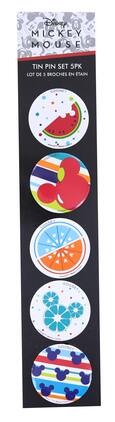 Disney - Mickey Mouse Fruit 5 Piece Tin Button Set - Black
