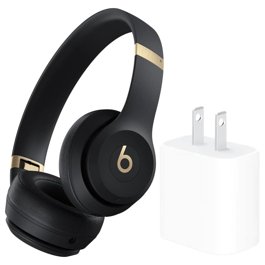 Beats Solo 4 True Wireless On Ear Headphones + Power Adapter Black Beats Solo 4 True Wireless On Ear Headphones + Power Adapter Black