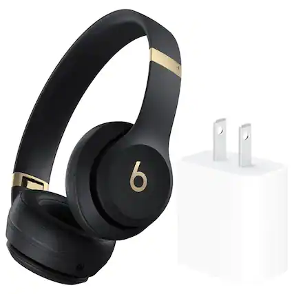 Front. Beats - Beats - Solo 4 True Wireless On-Ear Headphones + Power Adapter - Black.