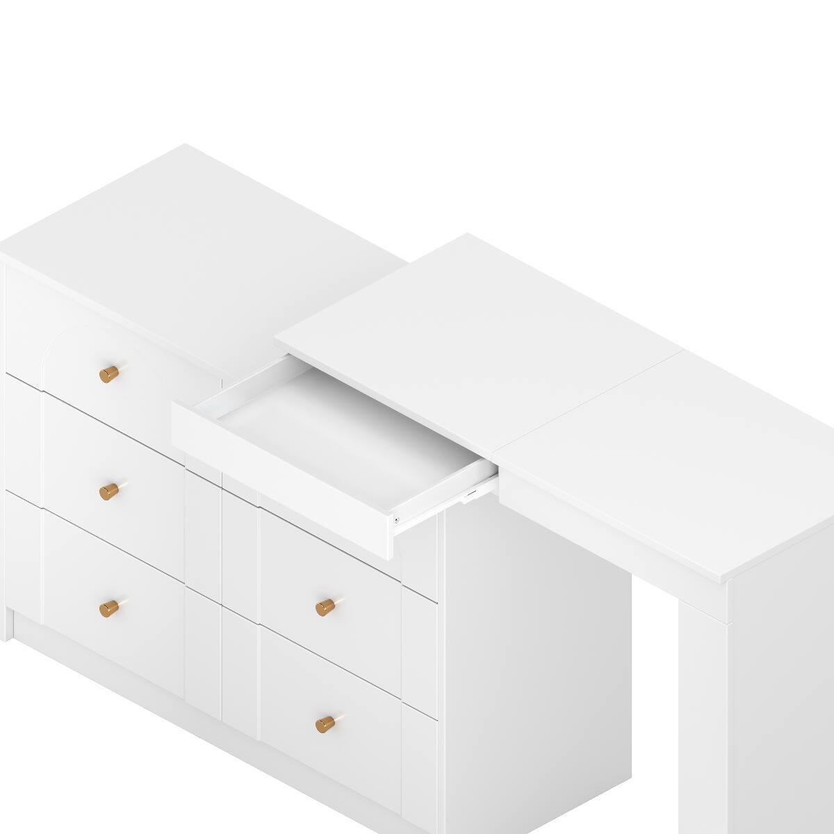 Alt View 7. Loheer - Loheer White Makeup Vanity Desk with Mirror and Lights, Flip Top Vanity Table with Storage - White.