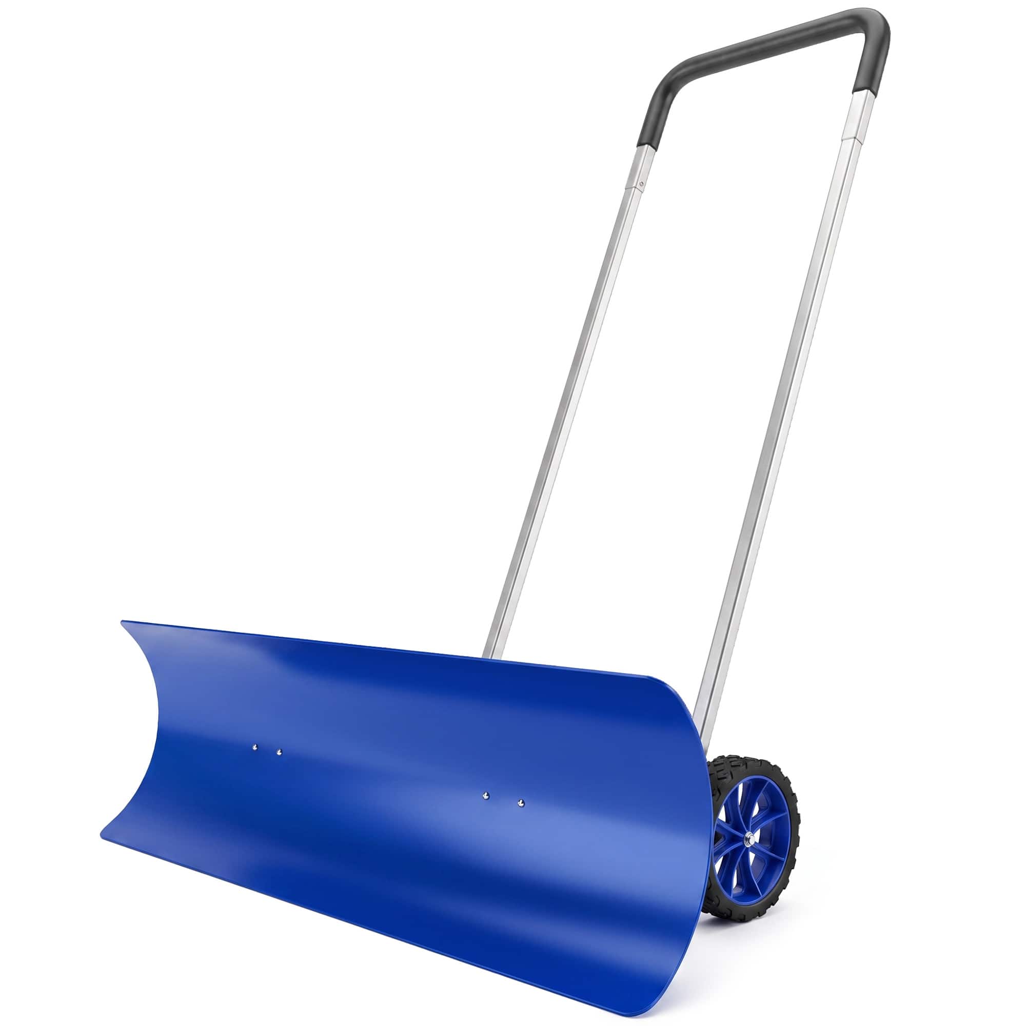 Outsunny - Extra Wide Snow Shovel with Wheels - Blue