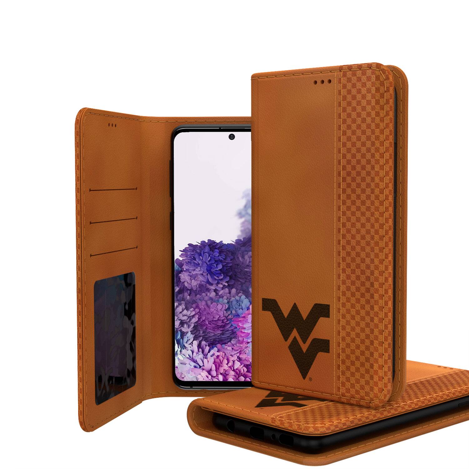 Alt View 3. Keyscaper - West Virginia Mountaineers Galaxy Burn Design Folio Case - S22 Ultra - Multicolor.