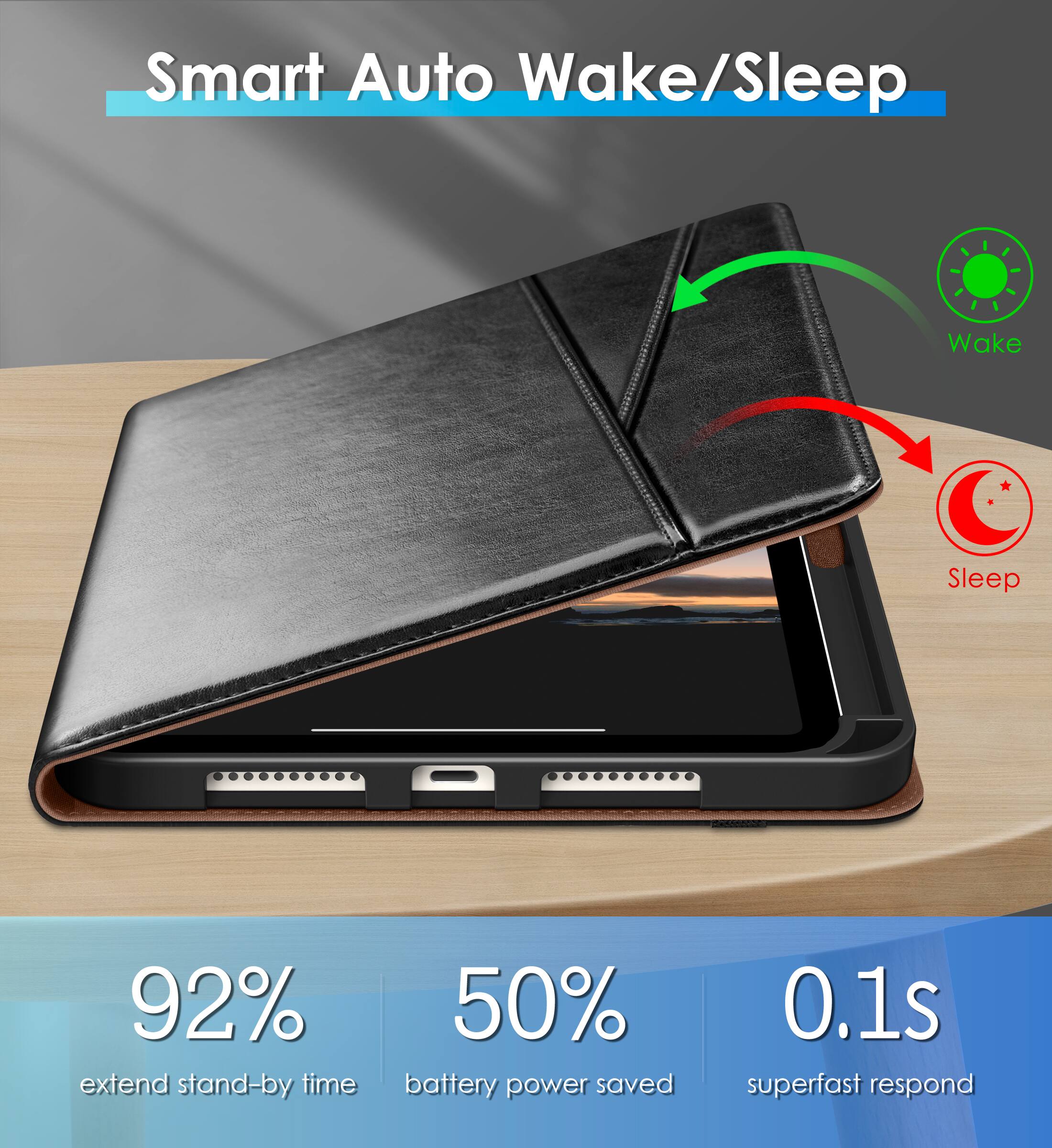 Smart Auto Wake/Sleep

- 92% extend stand-by time
- 50% battery power saved
- 0.1s superfast respond

Wake
Sleep