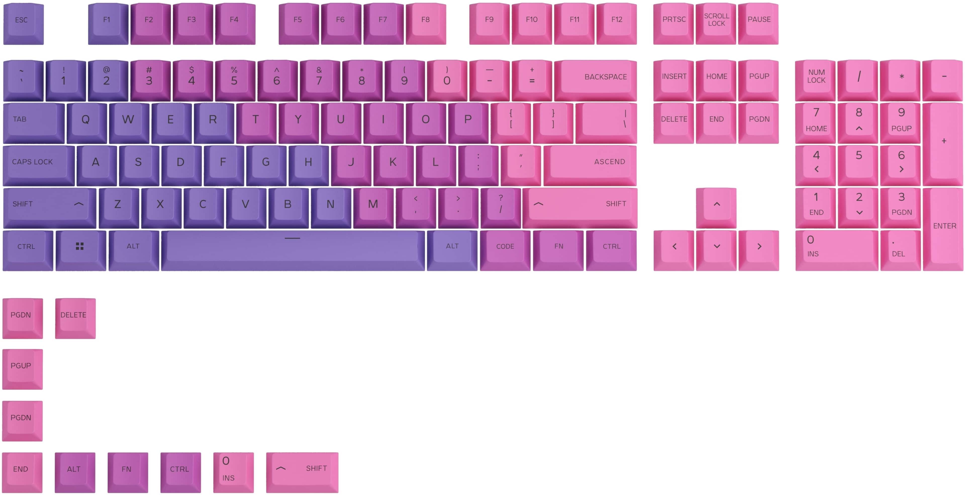 Alt View 14. Glorious - GPBT Gradient Universal Keycap Set Compatible with Most 100% 85% 80% TKL 60% Compact 75% Mechanical Keyboards - Nebula.