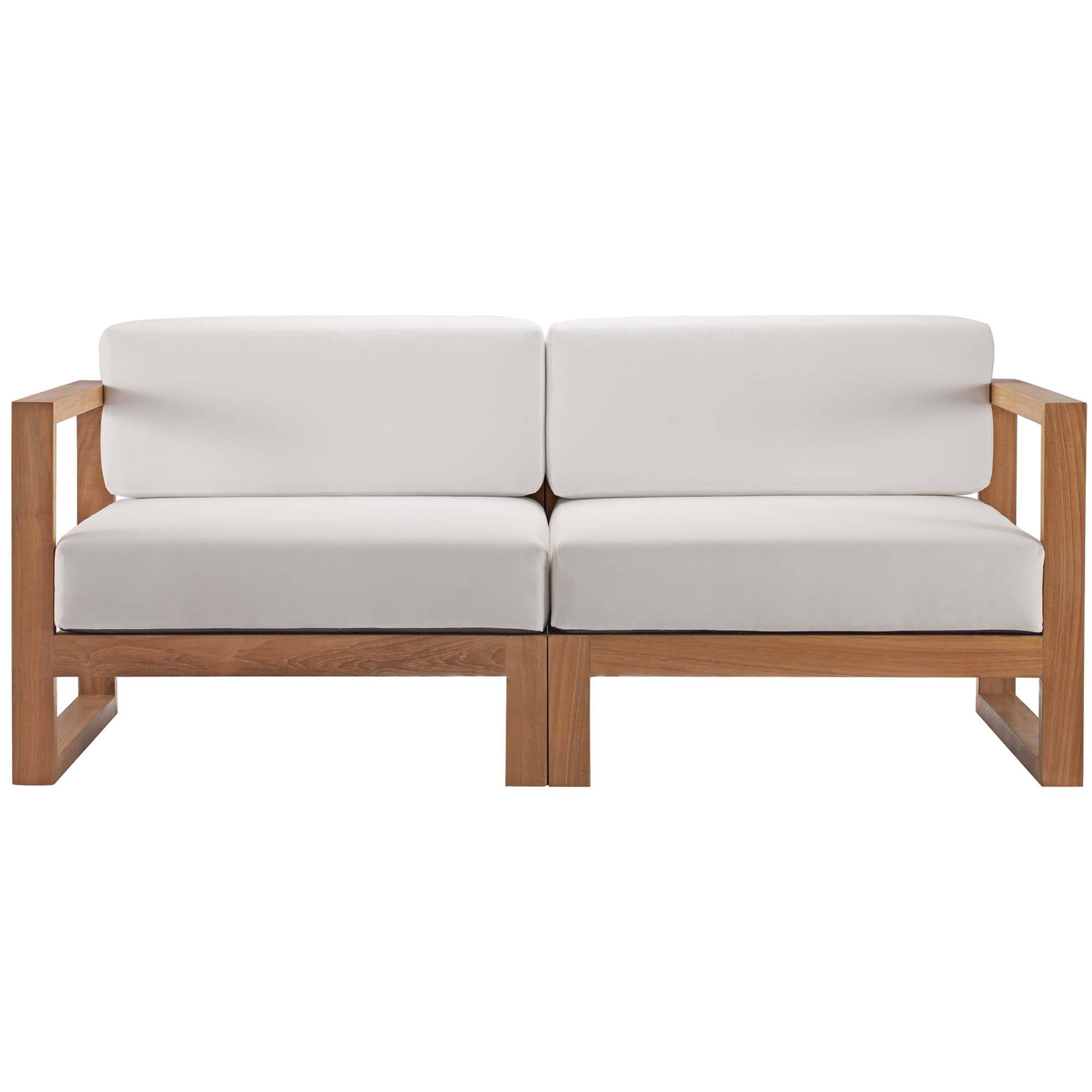 Alt View 5. Modway - Upland 2-Piece Outdoor Patio Teak Wood Sectional Sofa Loveseat by Modway - Natural White.