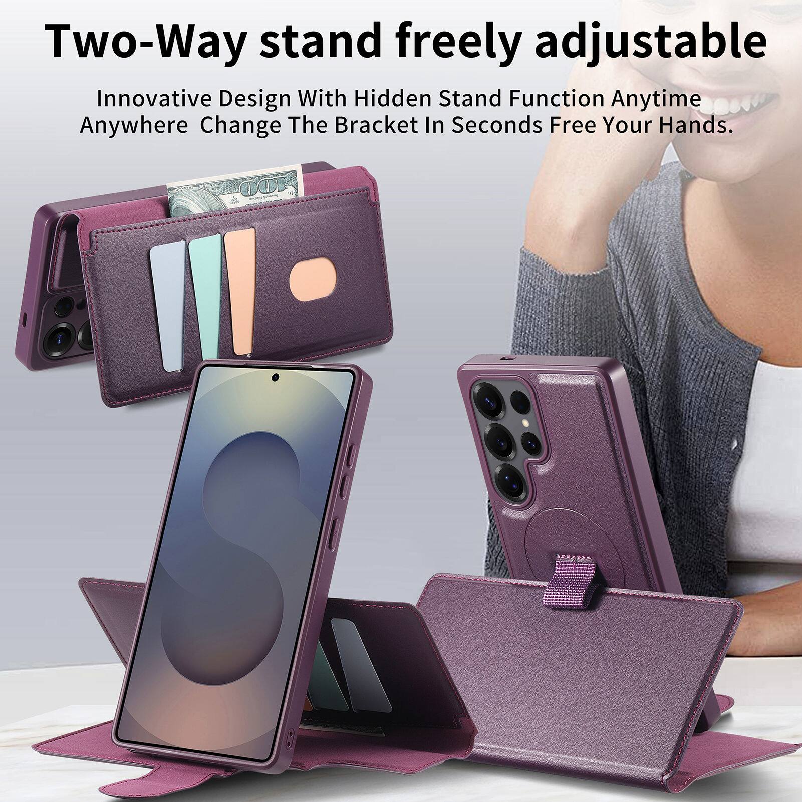 Two-Way stand freely adjustable  
Innovative Design With Hidden Stand Function Anytime Anywhere Change The Bracket In Seconds Free Your Hands.