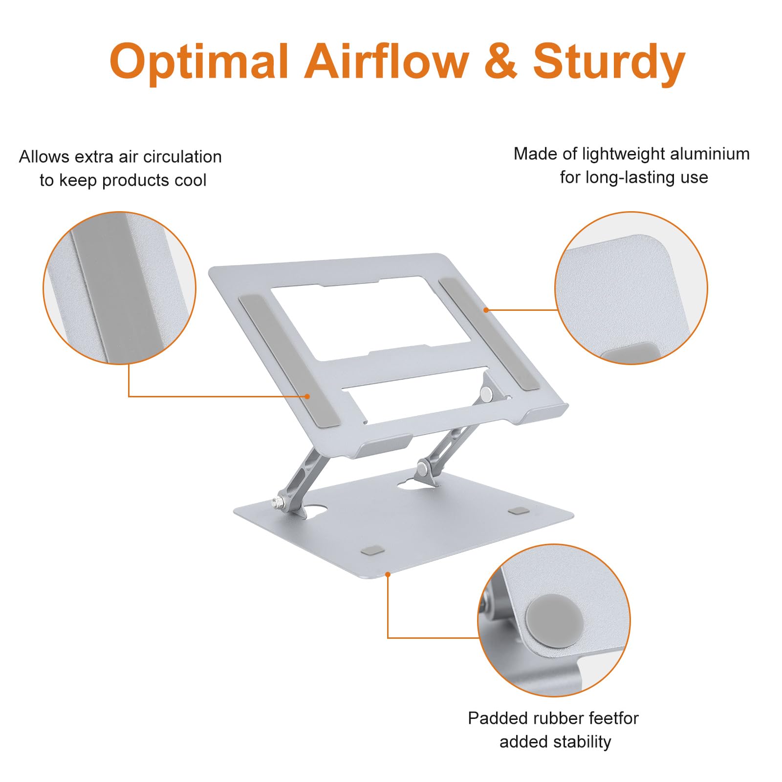 Optimal Airflow & Sturdy

- Allows extra air circulation to keep products cool
- Made of lightweight aluminium for long-lasting use
- Padded rubber feet for added stability