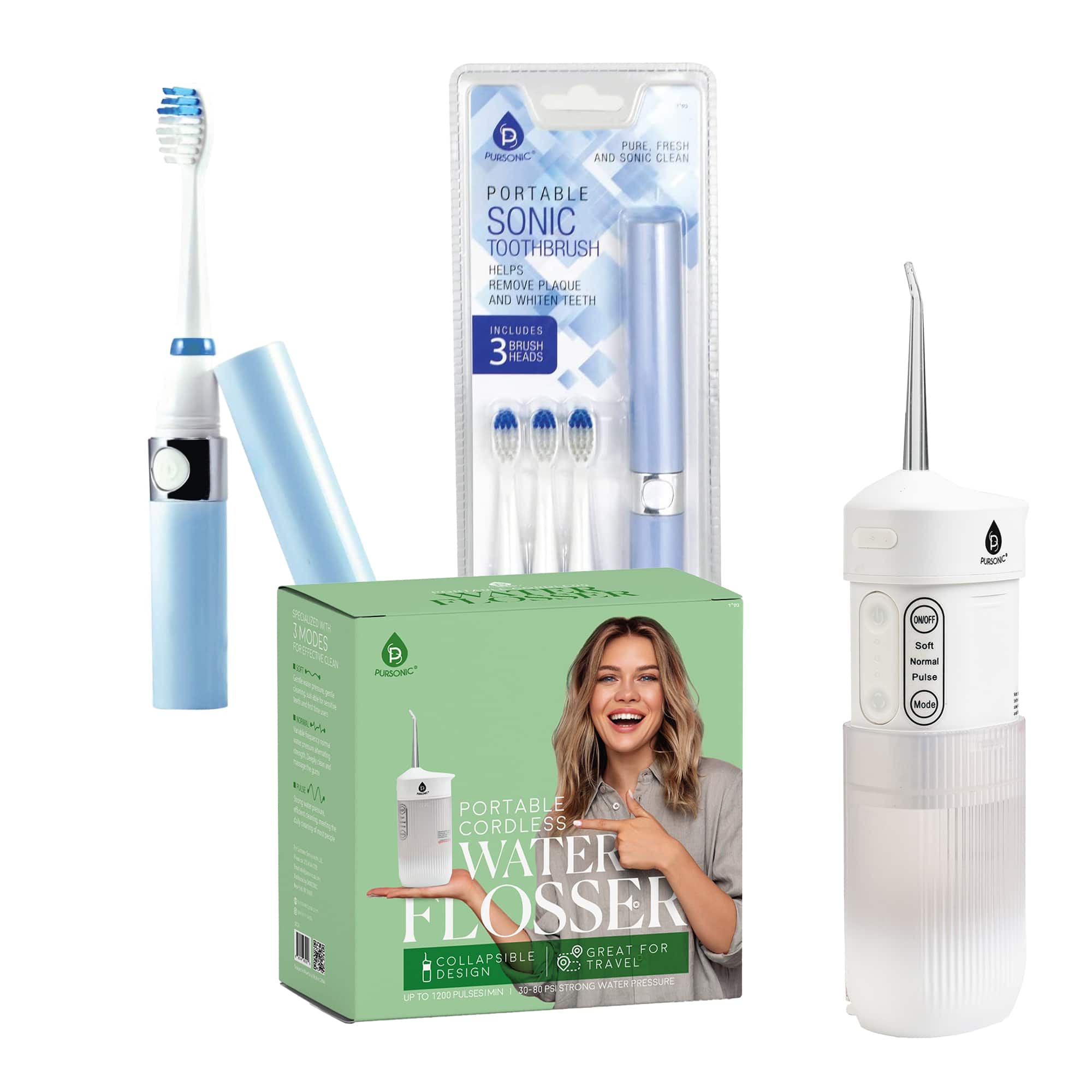 Pursonic - Compact Travel Oral Care Bundle - Multicolor