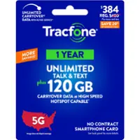 Tracfone - $384 Unlimited Talk and Text, 120GB of Data, HS and ID Protection / 365 Days (Smartphone Only) [Digital] - Front_Zoom