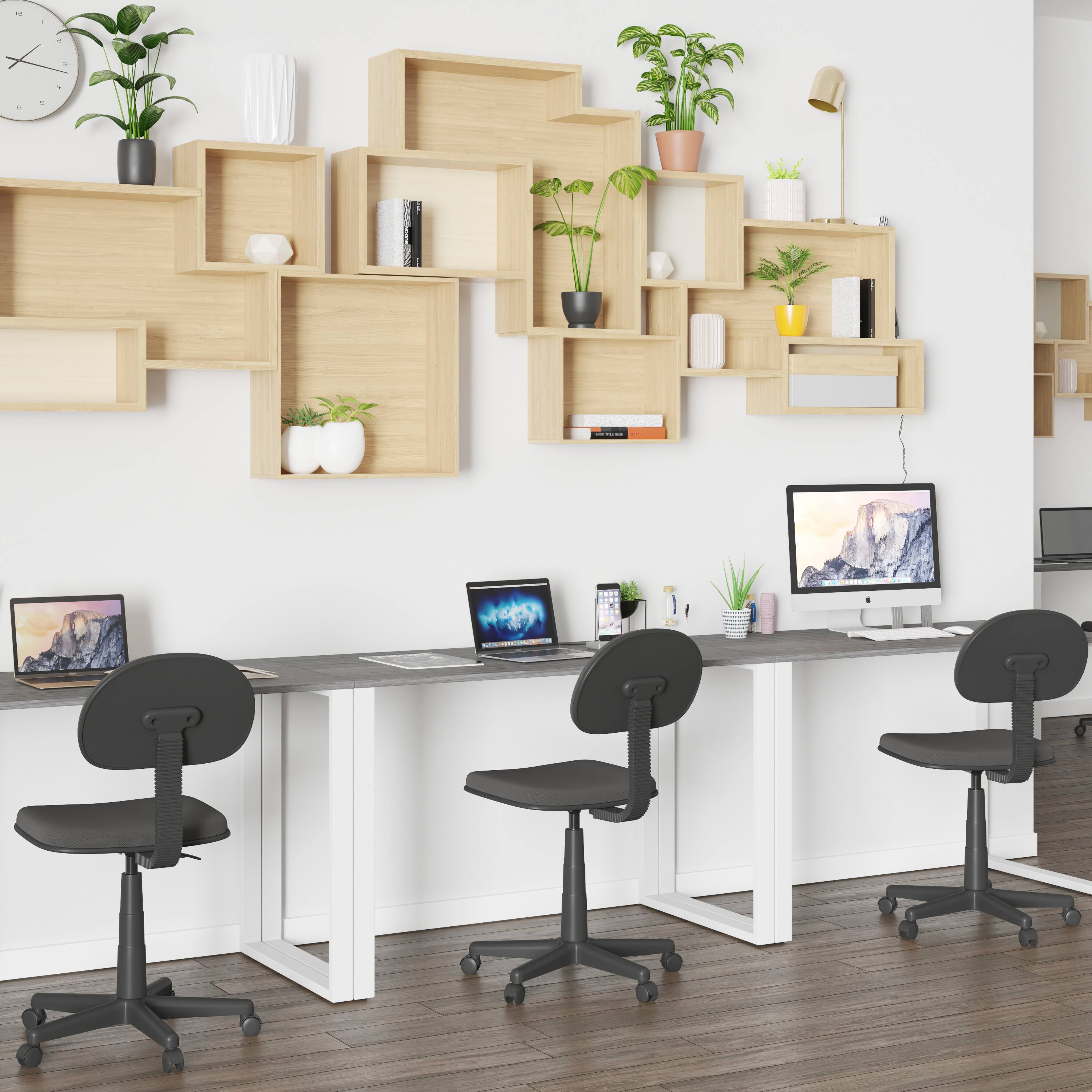 Alt View 4. Emma + Oliver - Industrial Modern Desk-47"L Commercial Grade Home Office Desk - Rustic Gray Top/White Frame.