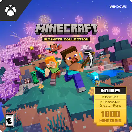 WINDOWS MINECRAFT ULTIMATE COLLECTION INCLUDES 5 Add-Ons EVERYONE 10+ 10 ESRB 5 Character Creator items 1000 MINECOINS - E10+ (Everyone 10+)
