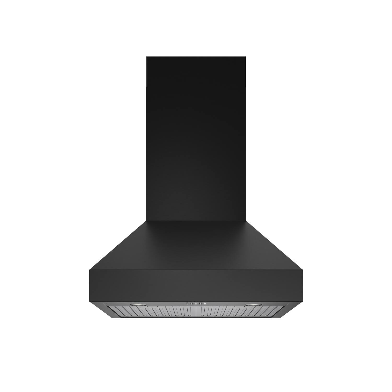 Angle. Thor Kitchen - 30 Inch Professional Wall Mount Pyramid Range Hood - Matte Black.