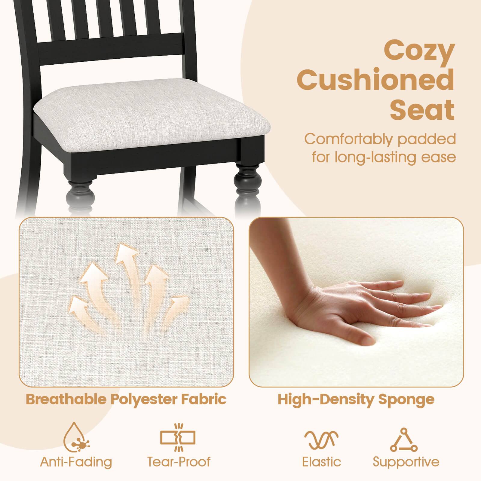 Cozy Cushioned Seat  
Comfortably padded for long-lasting ease  

Breathable Polyester Fabric  
Anti-Fading  
Tear-Proof  

High-Density Sponge  
Elastic  
Supportive