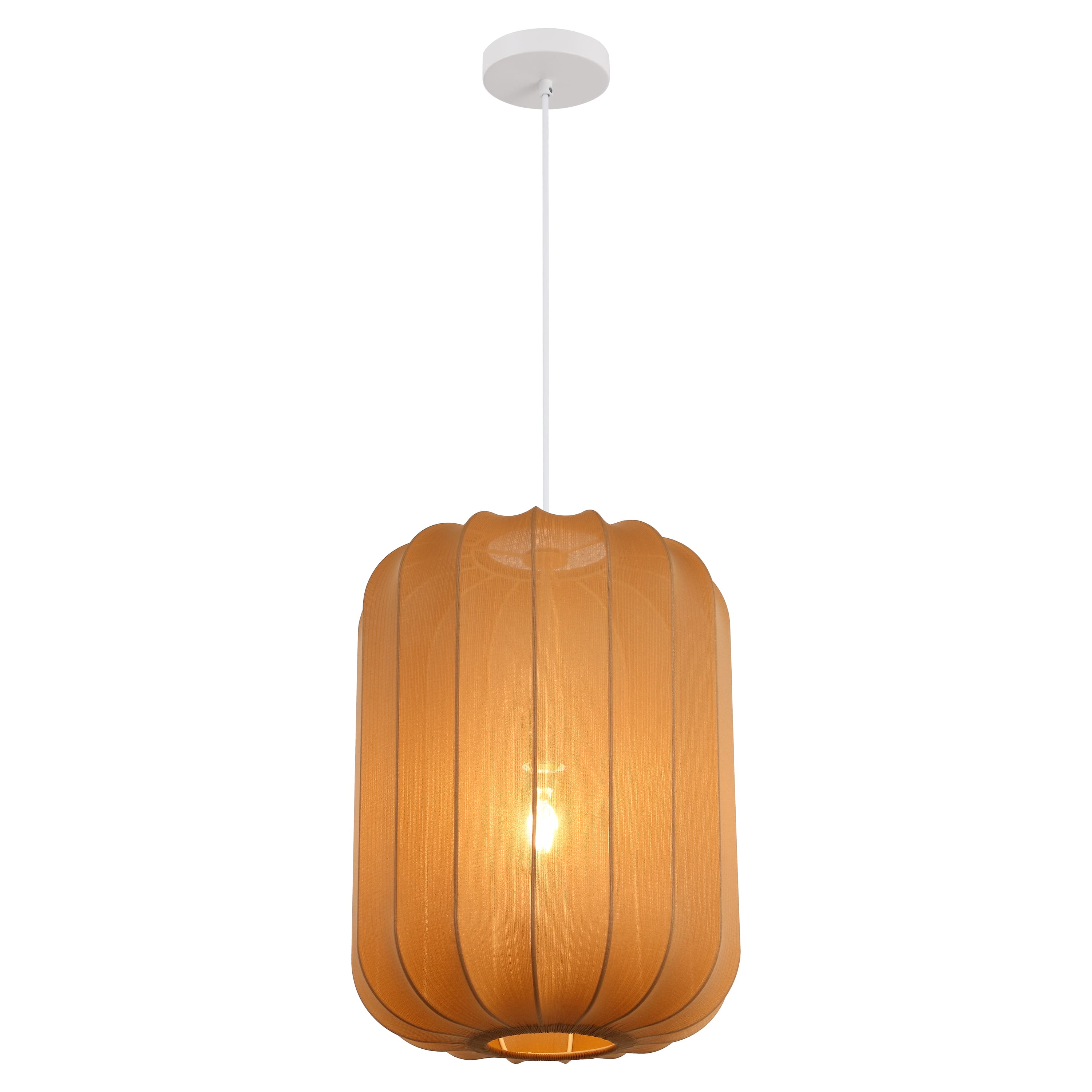 "Jonathan Y - Aurelia 13.75"" 1-Light Scandinavian Japandi Adjustable Lantern Metal with Ribbed Cocoon Capsule Shade LED Pendant - Tan" price history on PriceWatchPro