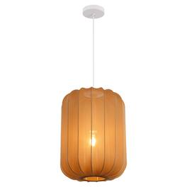 Jonathan Y - Aurelia 13.75" 1-Light Scandinavian Japandi Adjustable Lantern Metal with Ribbed Cocoon Capsule Shade LED Pendant - Tan