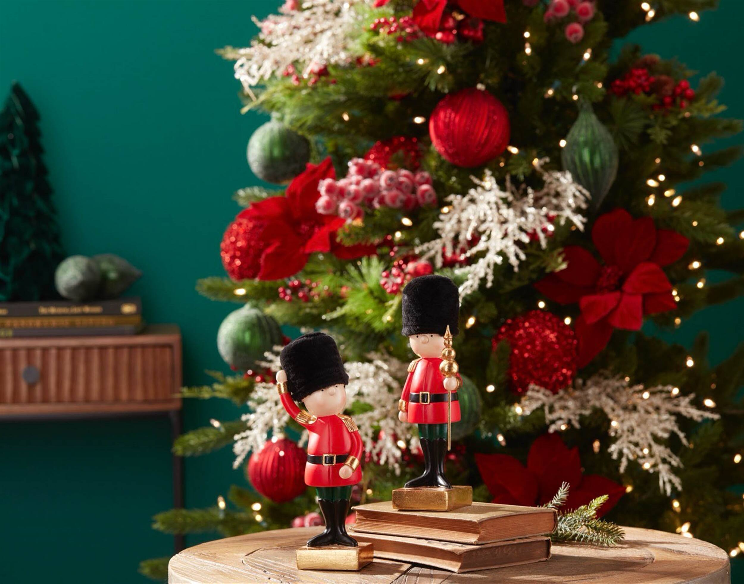 Back. BreeBe - Holiday Nutcracker Soldier Figurine (Set of 2) - Black, Gold.