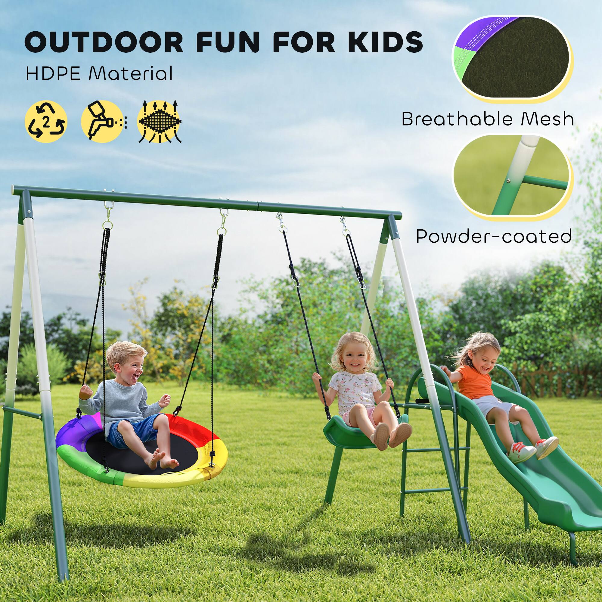 OUTDOOR FUN FOR KIDS

HDPE Material

Breathable Mesh

Powder-coated