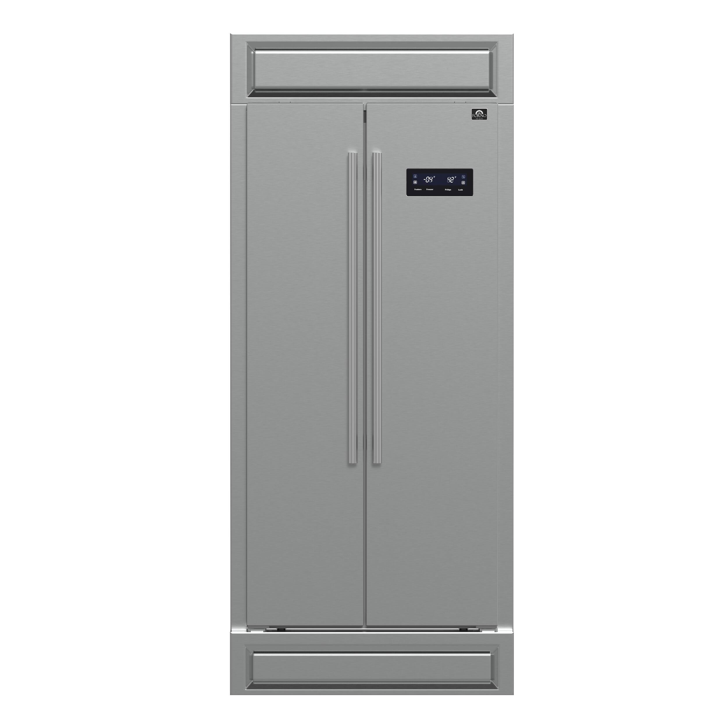 Front. Forno Appliances - Salerno 15.6 Cu. Ft. Built-In Side-by-Side Refrigerator with Spill-proof Shelves - Stainless Steel VCM.