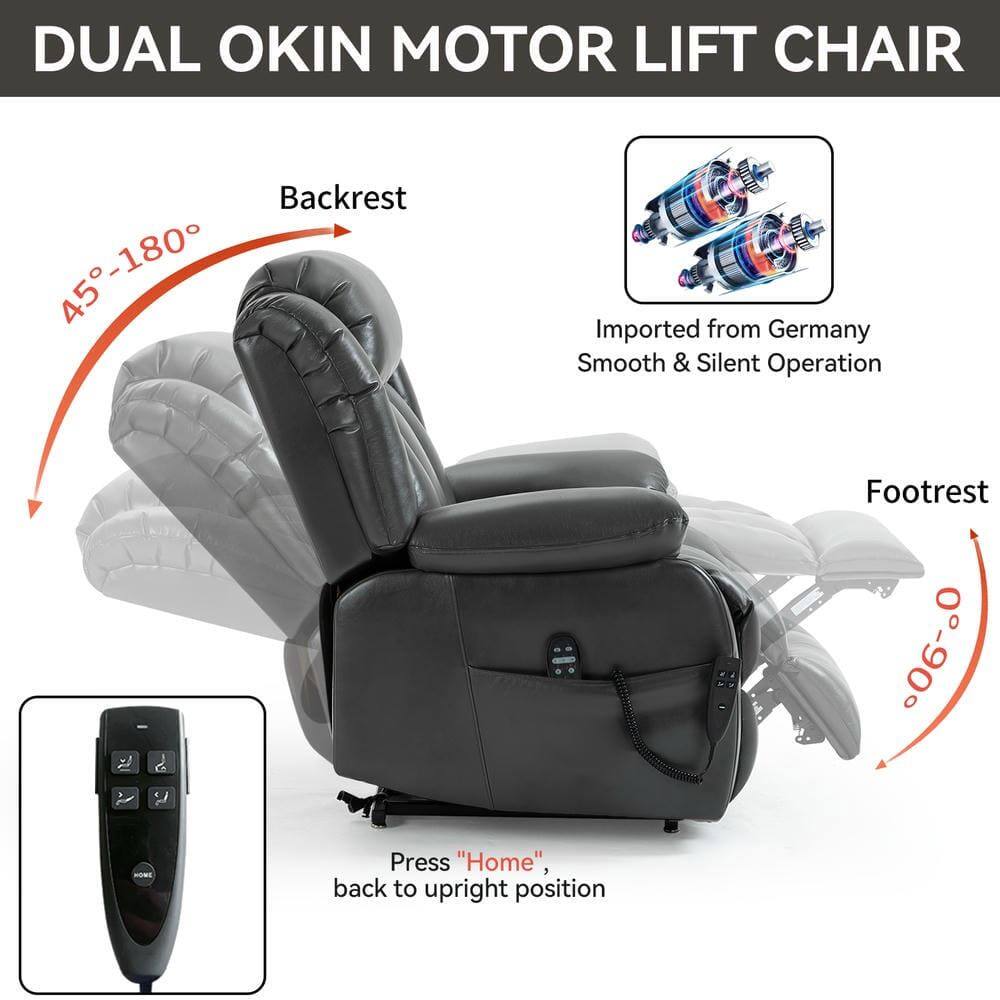 DUAL OKIN MOTOR LIFT CHAIR

Backrest: 45°-180°

Footrest: 0°-90°

Imported from Germany
Smooth & Silent Operation

Press "Home", back to upright position