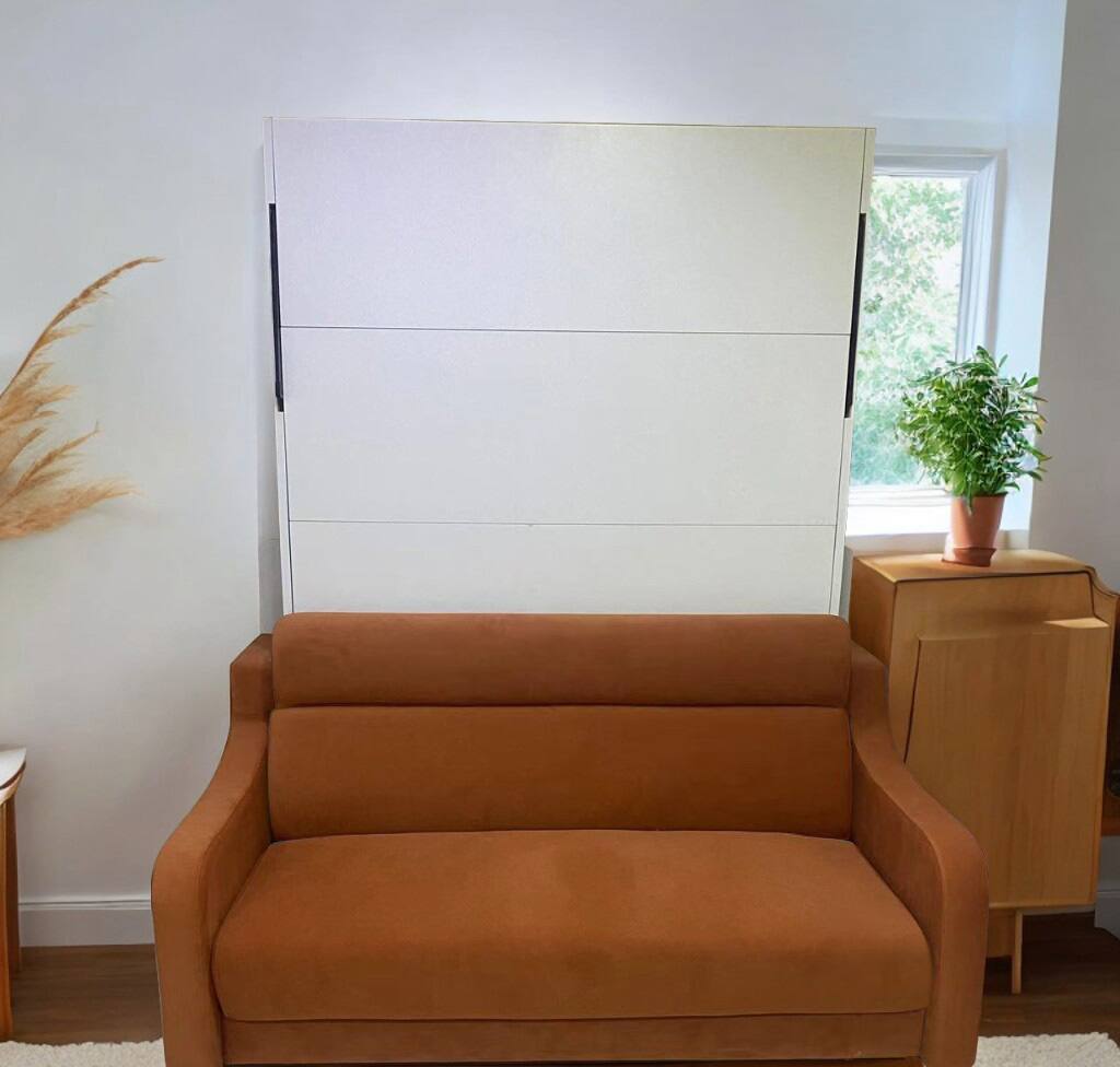 Alt View 10. Tiramisubest - Orange Plywood Modern Murphy Bed with Sofa for Bedroom, Space Saving, Easy Assembly - Orange.