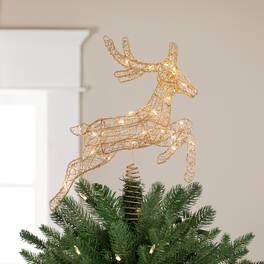 Northlight - LED Lighted Reindeer Christmas Tree Topper - 13" - Warm White Lights - Gold